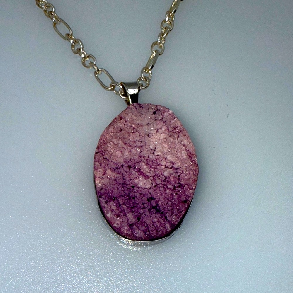 Elegant 925 Sterling Silver Purple Amethyst Pendant Necklace - Picture 2 of 5